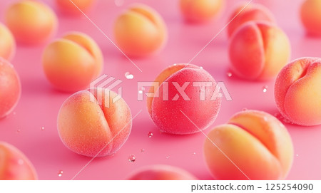 3D illustration of a peach on a pink background 125254090