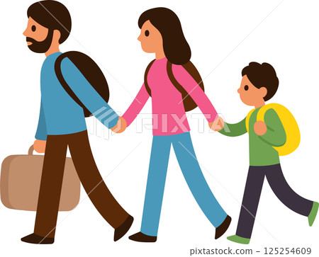 Refugee immigrant family simple vector illustration Refugee immigrant family simple vector illustration 125254609