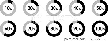 Pie chart/percentage 10 equal parts icon 3 125255152