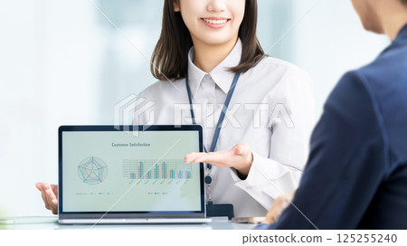 Two male and female businessmen making a meeting 125255240