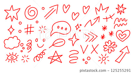Explore a collection of Red HandDrawn Doodle Elements perfect for various Creative Projects Explore a collection of Red HandDrawn Doodle Elements perfect for various Creative Projects 125255291