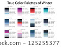 Colour Swatches Combinations 12x6 True Colors of Winter - 3d Light Soft, Muted, Pastel Tones - with HEX Codes and Names, Color Palette, Scheme, Chart 125255377