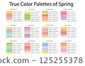 Colour Swatches Combinations 12x6 True Colors of Spring - 3d Light Soft, Muted, Pastel Tones - with HEX Codes and Names, Color Palette, Scheme, Chart 125255378