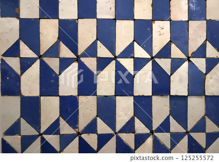 Ceramic azulejos on a wall in Lisbon, Portugal 125255572