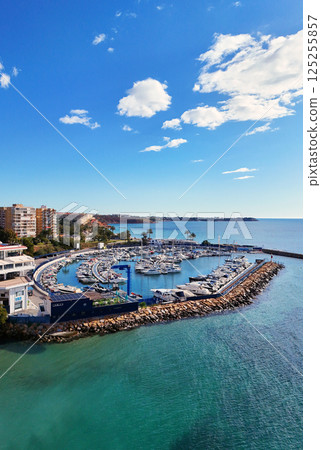 Aerial stunning coastal view of Dehesa de Campoamor on Costa Blanca 125255857