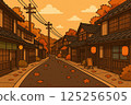 A Japanese-style streetscape dyed in autumn leaves 125256505