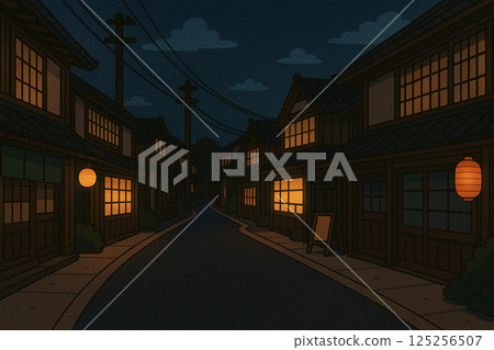 Quiet Japanese-style streetscape at night 125256507