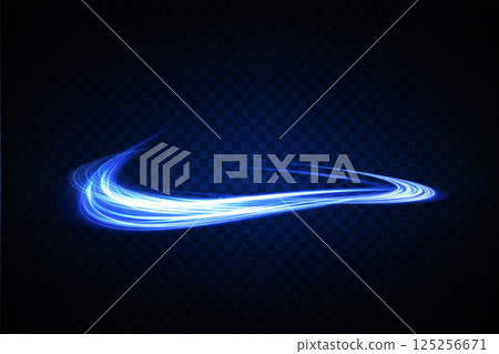 A captivating and dynamic blue light swirl effect on a dark background, creating an artistic atmosphere A captivating and dynamic blue light swirl effect on a dark background, creating an artistic atmosphere 125256671