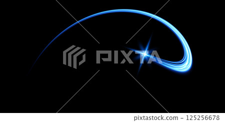 An Elegant Blue Light Curve with a Bright Star Effect set against a Deep Black Background for maximum impact An Elegant Blue Light Curve with a Bright Star Effect set against a Deep Black Background for maximum impact 125256678