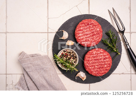 Raw steak burgers 125256728