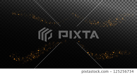 A Beautiful Display of Glittering Golden Sparkles Set Against a Dark Background to Captivate the Viewer 125256734