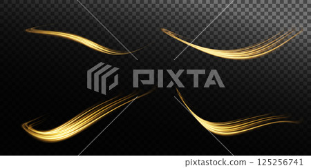 Stunning Golden Decorative Brush Strokes Ideal for Various Design and Art Projects to Enhance Creativity and Appeal 125256741