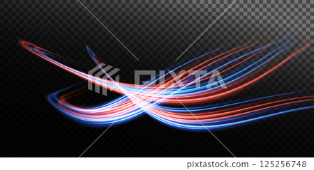 An Exquisite and Captivating Display of Dynamic Abstract Light Trails Featuring Striking Blue and Red Colors 125256748