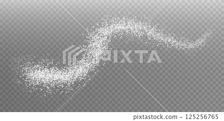 Scattered White Particles of Sugar, Salt, or Flour on a Transparent Background Surface with a Clean Look 125256765