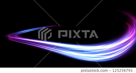 Dynamic Light Waves on a Dark Background Enhanced by Beautiful Purple and Blue Hues Shining Brightly Dynamic Light Waves on a Dark Background Enhanced by Beautiful Purple and Blue Hues Shining Brightly 125256791
