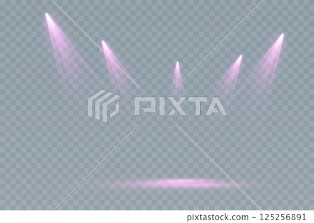 Create an elegant stage lighting design adorned with soft pink spotlights to enhance any type of event ambiance 125256891