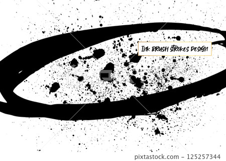 Ink brush strokes background. Grunge Brush strokes Background. Grunge texture Background. Abstract Black and white grunge texture. Vector brush stroke texture. Black ink, paint splatter. 125257344