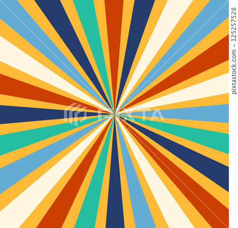 Circus background and spiral retro rays vector pattern. Vintage poster of red white sun or star burst radial lines with grunge texture, circus, carnival, summer fair or chapiteau backdrop 125257528