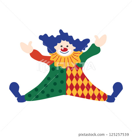 Circus chapito set. Vector characters of strongman, clown, juggler and magician. Cute elephant, lion, horse, zebra, seal and bear on circus stage 125257539