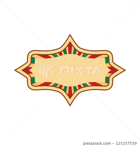 Antique shape marquee vintage lightbox with glowing bulb. Red color retro frame design 125257559