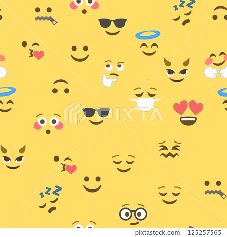 Seamless pattern of emoticons and emoji, emoji vector illustration, emoji background for social network Seamless pattern of emoticons and emoji, emoji vector illustration, emoji background for social network 125257565