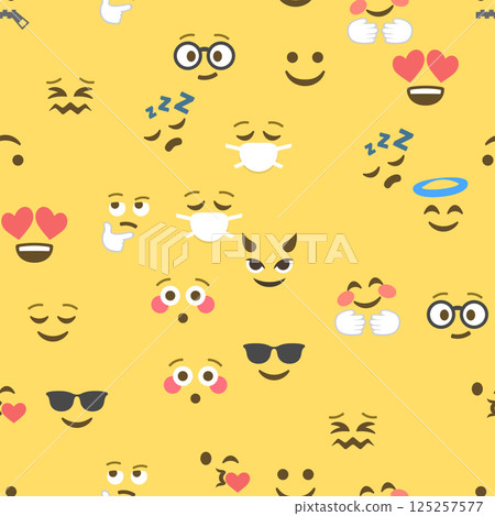 Seamless pattern of emoticons and emoji, emoji vector illustration, emoji background for social network 125257577