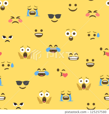 Seamless pattern of emoticons and emoji, emoji vector illustration, emoji background for social network Seamless pattern of emoticons and emoji, emoji vector illustration, emoji background for social network 125257580