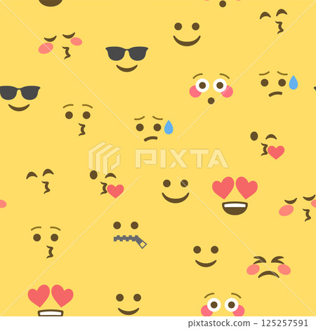 Seamless pattern of emoticons and emoji, emoji vector illustration, emoji background for social network Seamless pattern of emoticons and emoji, emoji vector illustration, emoji background for social network 125257591