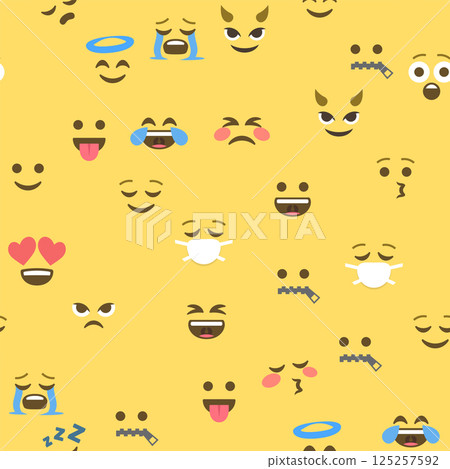 Seamless pattern of emoticons and emoji, emoji vector illustration, emoji background for social network Seamless pattern of emoticons and emoji, emoji vector illustration, emoji background for social network 125257592