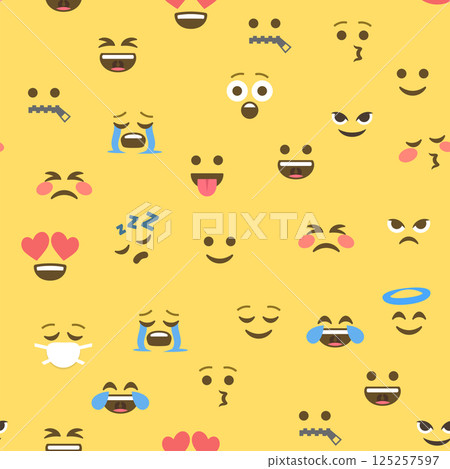 Seamless pattern of emoticons and emoji, emoji vector illustration, emoji background for social network Seamless pattern of emoticons and emoji, emoji vector illustration, emoji background for social network 125257597