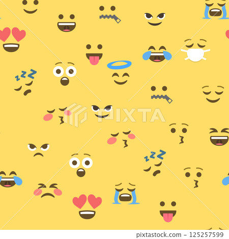 Seamless pattern of emoticons and emoji, emoji vector illustration, emoji background for social network 125257599