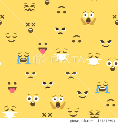 Seamless pattern of emoticons and emoji, emoji vector illustration, emoji background for social network 125257604