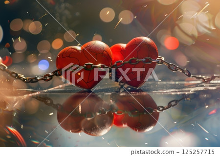 Broken Hearts Bound by Chains in a Captivating and Poignant Reflection of Emotion 125257715