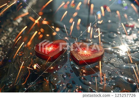 Beautiful Romantic Hearts Set Against a Sparkling Background Filled with Charm and Joy 125257726