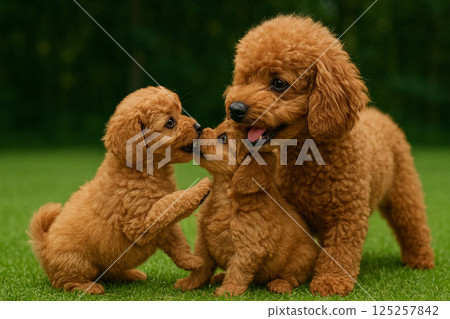 Toy Poodle Parents and Puppies 125257842
