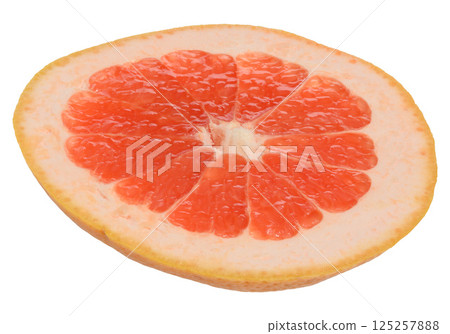 A slice of ripe grapefruit on an isolated background 125257888