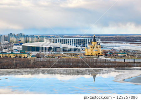 Alexander Nevsky Cathedral and Stadium on Winter Morning 125257896