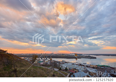 Sunset at Strelka with Oka River Views  in Nizhny Novgorod 125257920