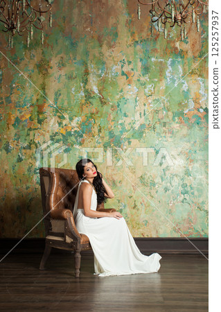 Cute fashion model woman indoor 125257937