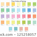 Colour Swatches 32 True Colors of Spring - 3d Light Soft, Muted, Pastel Tones - with HEX Codes and Names, Color Palette, Scheme, Chart and Combinations 125258057