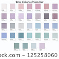 Colour Swatches 32 True Colors of Summer - 3d Light Soft, Muted, Pastel Tones - with HEX Codes and Names, Color Palette, Scheme, Chart and Combinations 125258060