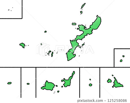 A slightly loose map of Okinawa prefecture divided into regions A slightly loose map of Okinawa prefecture divided into regions 125258086