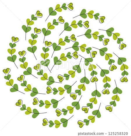 Hearts shape branches on hearts monochrome green Circle Background St Patrick greeting fond design 125258320