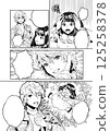 帶框的漫畫風格插圖（無對話的線條畫） 125258378