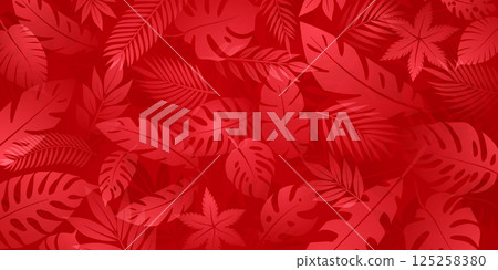 A vibrant yellow leaf pattern in red tones. 125258380