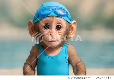 小猴子準備游泳 125258517