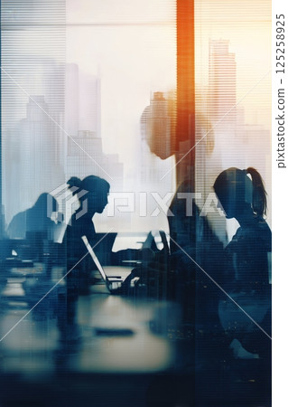 Professionals Engaged in Collaborative Work Inside a Modern Office Environment During the Day AI Generative 125258925