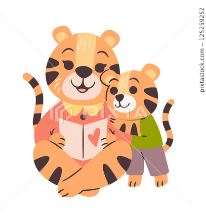 Cute tiger family hand drawn 125259252