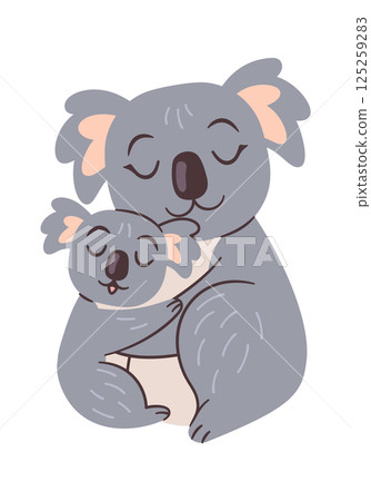 Koala family hugging hand drawn 125259283