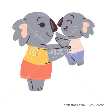 Dressed koala family hand drawn 125259284